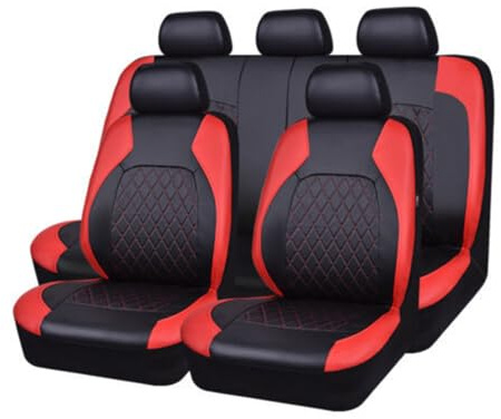 Mulcort 9 stycken bilsätesöverdrag universal PU läder sittskydd komplett uppsättning bilinredning tillbehör för bil SUV fordon