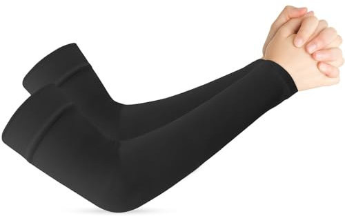 AEYURUID Manicotti Braccia UV UPF 50+ Manicotto Braccio Raffreddamento per Pallavolo & Ciclismo Copri Tatuaggio Sportivo Unisex Donna/Uomo (Nero)