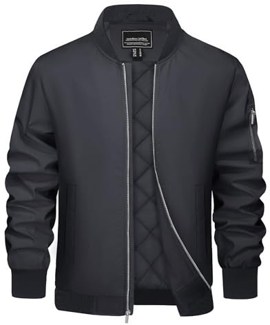 EKLENTSON Mens Bomber Jacket Casual Windproof Pilot Jackets Winter Warm Baseball Outwear Coats with Pocket Black,3XL