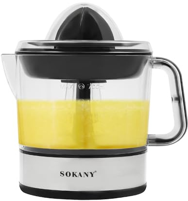 Zitronenpresse Saftpresse Elektrisch Orangenpresse Entsafter Klein Juicer Machine, 45W 700ML Lemon Zitruspresse Elektrisch Orangensaftpresse mit 2 Presskegel & Aromadeckel