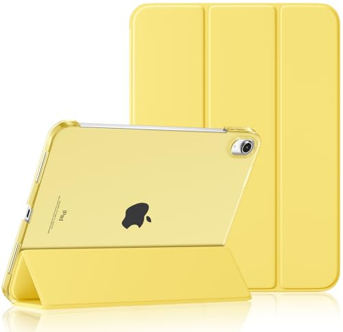 Maledan Fodral för iPad A16 11/10 generation (2025 11 tum/2022 10,9 tum) | Smal lättvikt, genomskinlig PC-baksida, stötsäkert fodral, skyddsfodral för iPad 10, bil sova/vakning, gul
