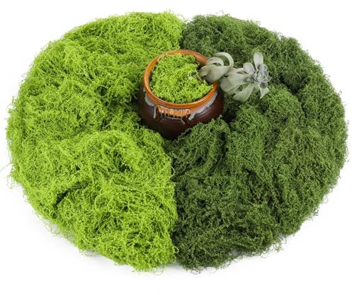 Yimomoyi 100g Fake Moss, Decorative Moss for Crafts, Artificial Moss for Crafting/Home/Garden/Easter Decorations/Patio Decoration Realistic(50g Light Green+50g Dark Green)