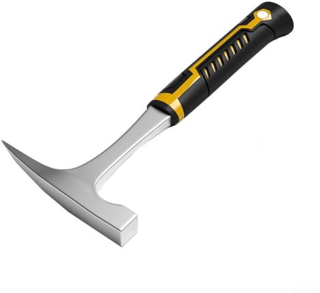 Martillo geológico con mango que absorbe los golpes, martillo de punta puntiaguda con poliuretano antideslizante para caza de rocas, exploración geológica, prospección y minería (C)