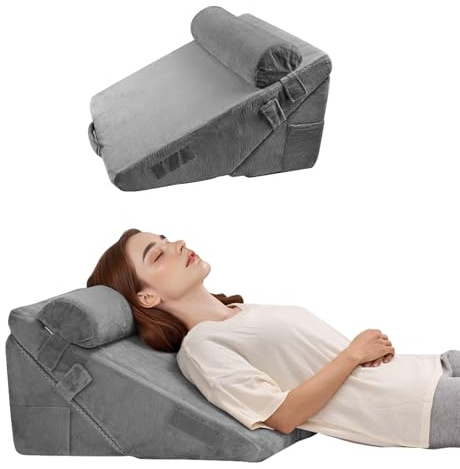 VEVOR Bed Wedge Pillow for Sleeping, 3 Pcs Adjustable Orthopedic Bed Wedge Set, with Washable Cover & Foam Support, Post Surgery Pillow for Acid Reflux, Back Pain, Snoring Relief & GERD, Dark Grey