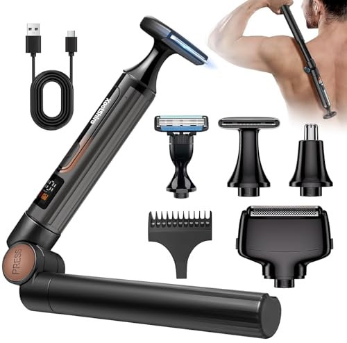 Back Shaver for Men, 3 in 1 Electric Mens Back Shaver, Cordless Back Hair Trimmer for Men with Extendable Long Handle and Wider Blade