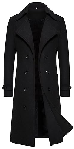 Manteau Homme Duffle Veste Trois Quart Trench Coat Coup-Vent Pardessus Classique Parka Col Montant Hiver en Laine Caban Automne