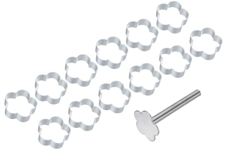 QUARKZMAN 13pcs Cortadores Galletas Metal Forma Flor Ciruela Plateada | Cortador Galletas Aleación Aluminio, Para Hornear, Con Sello Prensa, Para Hacer Pastel Fondant Galleta Sándwich