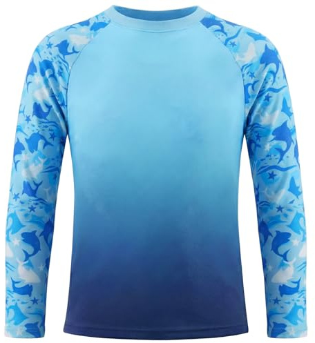 Valcatch Kids UPF50+ Rash Vest Long Sleeve T Shirt, Blue Gradient, 6-7Y