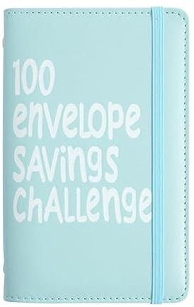 Défi Économie 100 Jours Enveloppe Pièces Livret Budget 17.8x11cm Papier PU, Système Enveloppe Argent Classeur Pour Objectifs Épargne 5050 500 10000, Planificateur Fonds Famille Mariage Vacances
