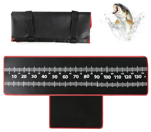 AXVRAV Krokmatta med måttband 130 x 30 cm, vattentät hakmatta för fiske, vikbar fiskskyddsmatta, mild krok/rullbar/ultralätt/kantskydd för stor abborre, karp vung, rovfisk (PVC)