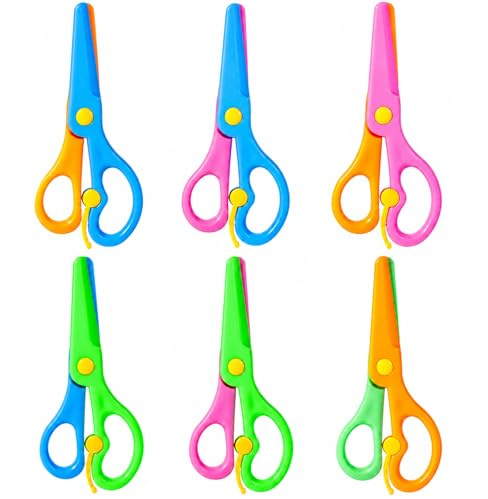 HJZHII 6Pcs Playdough Scissors, Blunt Tip Safety Scissors