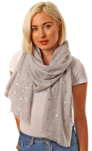 Style Slice Star Moon Scarf for Women, Lightweight Foil Shawl Wrap