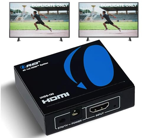 OREI UltraHD 4K @ 60 Hz 1 x 2 HDMI Splitter 1 en 2 Salidas 2 Puertos 2: 8 bits - HDMI 2.0, HDCP 2.0, 18 Gbps, EDID, duplicado/Espejo 4K Pantallas - UHDS-102