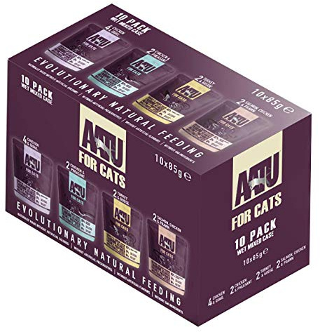 AATU 97/3 Complete Wet Cat Food, Multi Pack (10x85g) - Grain Free Recipe, No Artificial Ingredients, Easy Tear Pouches