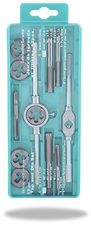 Juego de machos y matrices manuales M6-M12 de 12 piezas, llave de rosca de rosca métrica de acero 45 con caja, para trabajar metales, roscado en metal blando, M6 / M7 / M8 / M10 / M12