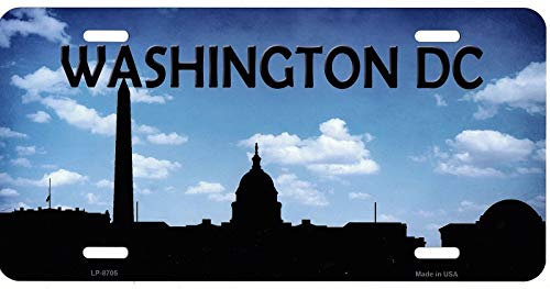 Inga Washington Dc Skyline Silhouette Metal License Plate License Plate 6x12 inches