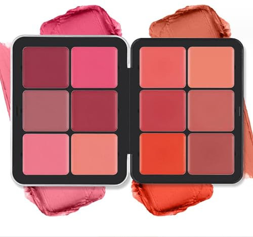 12 colori tavolozza arrossire, crema opaca rossore tavolozza trucco, lunga indossatura, prova di smudge, dall'aspetto naturale, miscelabile viso arrossire make-up-free