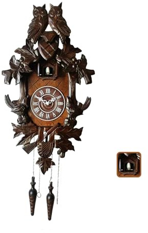 Ninefish Deep Chestnut 21x13 Dual Owl Roof Decorative Cuckoo Clock: Uniquely Beautiful, Illuminate Your Home! Night Mode, Quartz Movement, and Automatic Light Sensor Perfectly Integrated!
