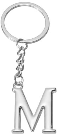 PATIKIL Silber Schlüsselanhänger Buchstabe M, Metall Buchstaben Anhänger mit Schlüsselringe, Anfangsbuchstaben Schlüssel Anhänger für Damen Herren Taschen Rucksack Autoschlüssel Dekoration