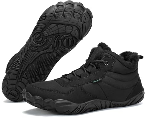 DOBOLIN Barefoot Stivali da Neve Donna Uomo Caldo Antiscivolo Caloroso Inverno All'aperto Escursionismo Scarpe Impermeabile Nero 36