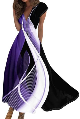 Robe Femme Chic Et Elegant, Vetement Femme Robe Blanche Robes De Mariage Ete Mi Longue Plage Robe Longue Boheme Chic Femme Été Demoiselle d'honneur De Mariage Rose (2-Violet,L)