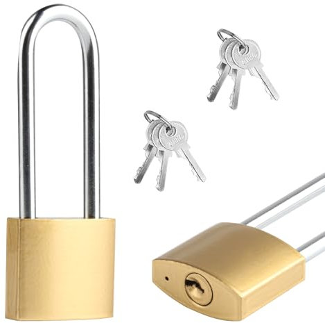 QBXMY7 Vorhängeschloss mit Schlüssel, 10,4 cm lang, Vorhängeschlösser, Bügelschloss mit Schlüssel, Schloss und Schlüssel, Set für Zaun, Aufbewahrungseinheit, Werkzeugkasten, Schuppen, Fitnessstudio,
