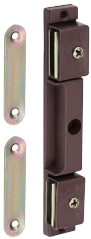 DTGN 127x21mm(LxW) Magnetic Touch Latch - 1 Pack - Good for Kitchen Cupboard Drawer Furniture - Plastic Magnetic Catch Latch Closures - Brown/Silver Tone