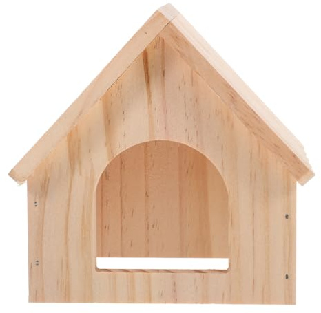 Toddmomy Wooden Small Animal Hideout House with Feeding Platform for Hamsters Guinea Pigs 5.31X5.11X4.40 Inches Shelter