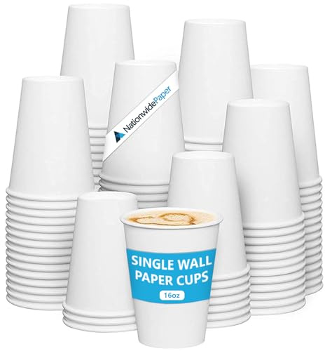 Nationwide Paper 500 X 16oz Single Wall White Paper Cups Without Lids for Hot & Cold Drinks Premium Disposable Coffee/Tea Paper Cups Perfect for Your Home, Café, Work, Parties or Outdoors, 475ml