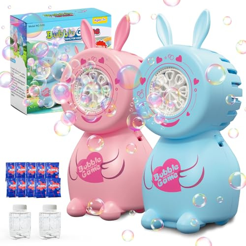 Machine à Bulles électrique, Jouet à Bulles pour Enfants, Plus de 5000 Bulles/Min avec Solution à Bulles, idéale pour Les Mariages, Anniversaires et fêtes