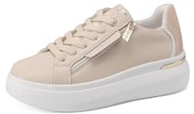 QUEEN HELENA Zapatillas de Cuero Genuino Zapatillas de Deporte Platform Casual Mujer QH9001, beige, 38 EU