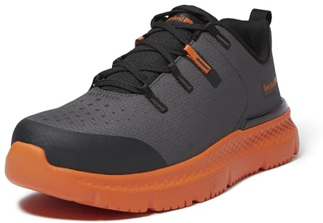 Timberland PRO Men's Intercept Steel Safety Toe Industrial Athletic Work Shoe, Dark Grey/Orange, 10.5M