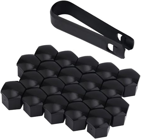 BOXOB 20pcs Car Wheel Lug Nut Covers, 19mm Hexagonal Nut Covers with Removal Tool Wheel Bolt Caps Automotive Exterior Accessories for Most Car (Black)