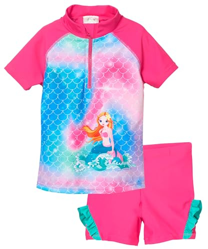 Playshoes Mädchen Zweiteiler Schwimmshirt-Set, Nixe pink, 134/140