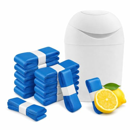 10PCS Nappy Bin Universal Diaper Pail Refill Bags, Compatible with Tommee Tippee, Angelcare, Dress Up X Nappy Boxes, 10-Pack Blue Bags Scented