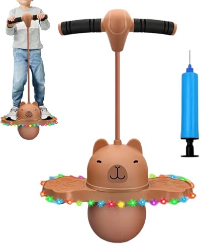 Duroecsain Ballons Rebondissants pour | Capibara équilibré avec Pompe à poignée - Balles avec poignées pour sauts | pour garçons et Filles Maternelle école Primaire Maison intérieure