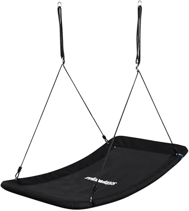 Relaxdays Altalena a Nido Rettangolare Curva per Bambini e Adulti, 150 kg, 165x150x80 cm, Nera