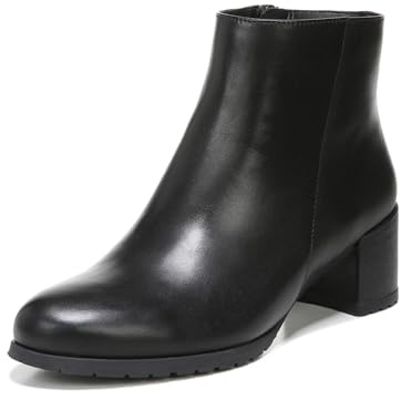 Naturalizer Womens Bay Waterproof Heeled Ankle Boot Black Leather 7 M