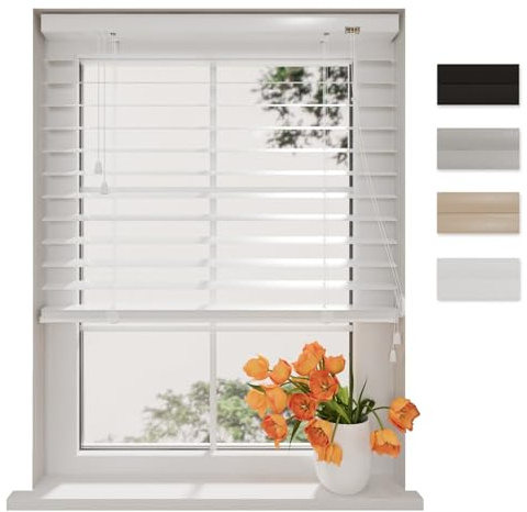 DTCH® Aluminium Jalousie Innen Weiß 180 x 180 cm (BxH), 50mm Matte Aluminium lamellen, Breiten von 60 bis 240 cm