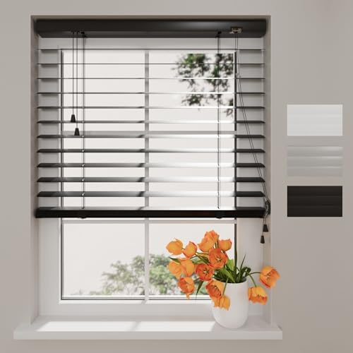 DTCH® Aluminium Jalousie Innen Schwarz 200 x 180 cm (BxH), 50mm Matte Aluminium lamellen, Breiten von 60 bis 240 cm