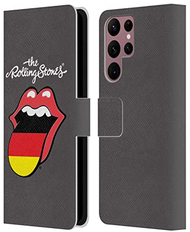Head Case Designs Officially Licensed The Rolling Stones Germany International Licks 1 Leather Wallet Case Compatible with Samsung Galaxy S22 Ultra 5G
