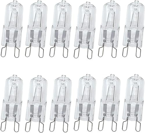 B4U 12 Pack G9 40W Halogen Bulbs 230V, Capsule Light Bulbs, Small/Mini G9 Bulbs, Warm White 2700K