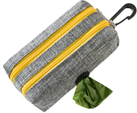 Washable Cloth Poop Bag Dispenser Durable Dog Waste Holder with Hook Portable Dog Poop Bag Holder with Zipper Waste Bag Carrier Accessories for Walking, Running or Hiking