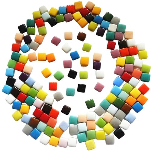 Glasmosaiksteinfliesen, 1,2 cm, 500 g, nicht transparente Mosaikstücke für Kunst und Handwerk, Teller, Bilderrahmen, Blumentöpfe, handgefertigt und Heimdekoration (Farbe mischen)