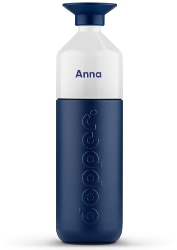 Dopper Personalisierte Insulated Thermosflasche - Edelstahl Trinkflasche - Thermobecher für Kaffee, Tee - Doppelwandig, auslaufsicher, hält 24h kalt / 9h heiß (Breaker Blue, 1000 ml)