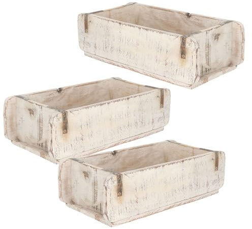 Novaliv 3x Holzkiste Vintage Weiß 30 x 15 x 10 cm Alte Ziegelform Holz EIN KAMMER Allzweckkiste aus recyceltem Altholz Jede Form EIN Unikat - Geschenkkiste