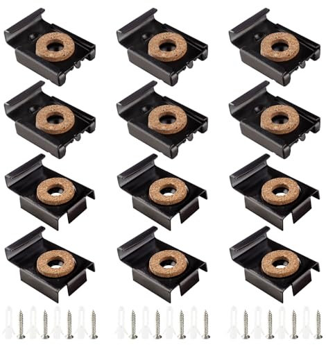 VooGenzek 3 Juegos (12 Piezas) Juego de Clips para Colgar Espejos con Resorte, Soporte para Espejo Sin Marco, Fijaciones de Espejo, con Tacos y Tornillos, para Espejo, Cuadro, Vidrio, Negro