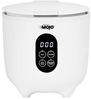 SQ Professional K Mojo Electric Mini Rice Cookers 0.4L Automatic Cooking White or Brown Rice & Porridge Cooker Warmer Function with Removable Non-Stick Bowl (White, 400ml Rice Cooker)