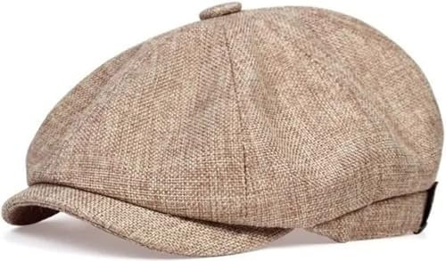 Yixda Herren Schiebermütze Barret Cap Unisex Sommer Atmungsaktiv Schirmmütze Kappe Gatsby Flatcap (DE/NL/SE/PL, Alphanumerisch, Einheitsgröße, Beige)