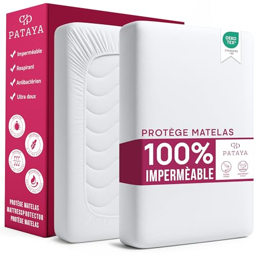 PATAYA Protège Matelas 160 x 200 x 30 cm Imperméable – Surmatelas Alèse